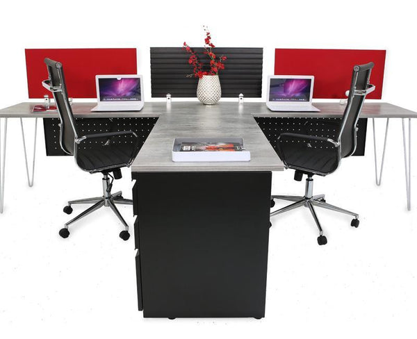 DESKS/TABLES - Industrial Modern Double Workstation With Storage