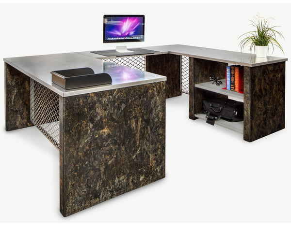 Desks - Urban Junior U Shape Industrial Desk With Storage Shelves