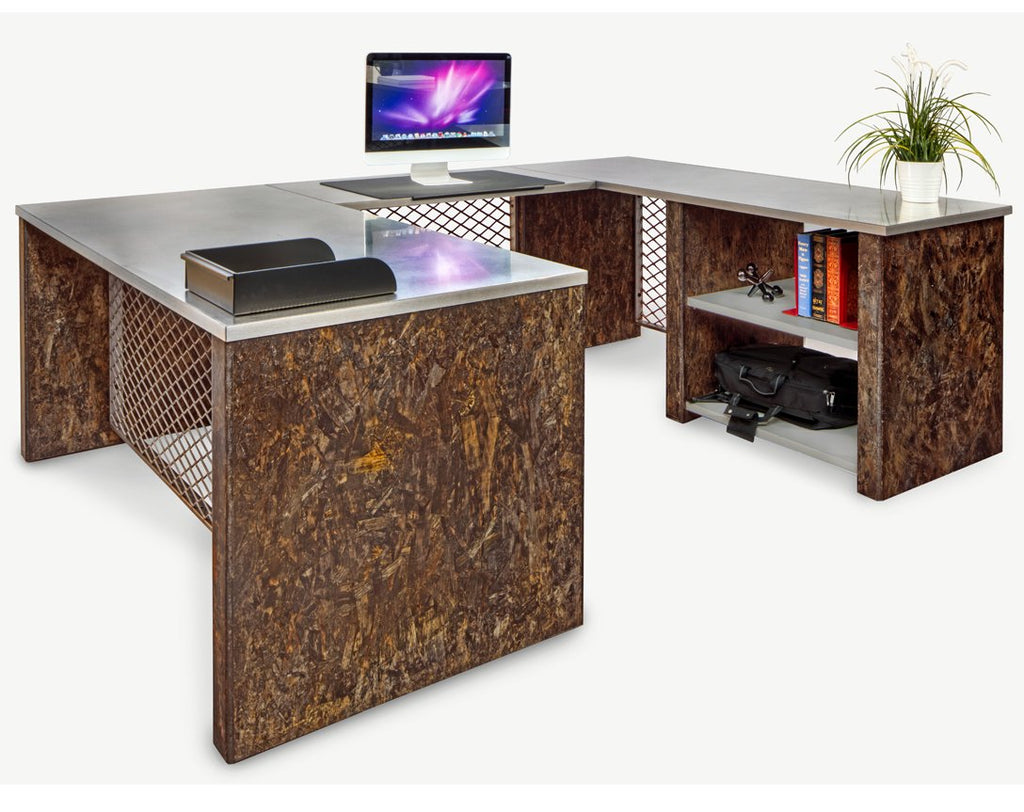Desks - Urban Junior U Shape Industrial Desk With Storage Shelves
