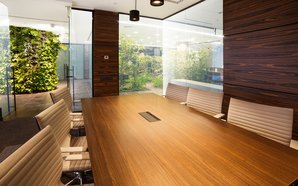combining wood finishes office