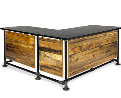 Industrial Pipe L- Shape with Reclaimed Wood Panels