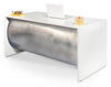 Desks - Barrel Front Desk - Stainless Steel