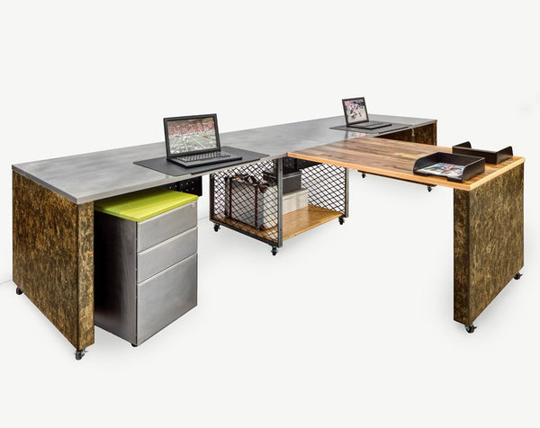 Desks - Industrial 2 Pack Desks With Storage And Return