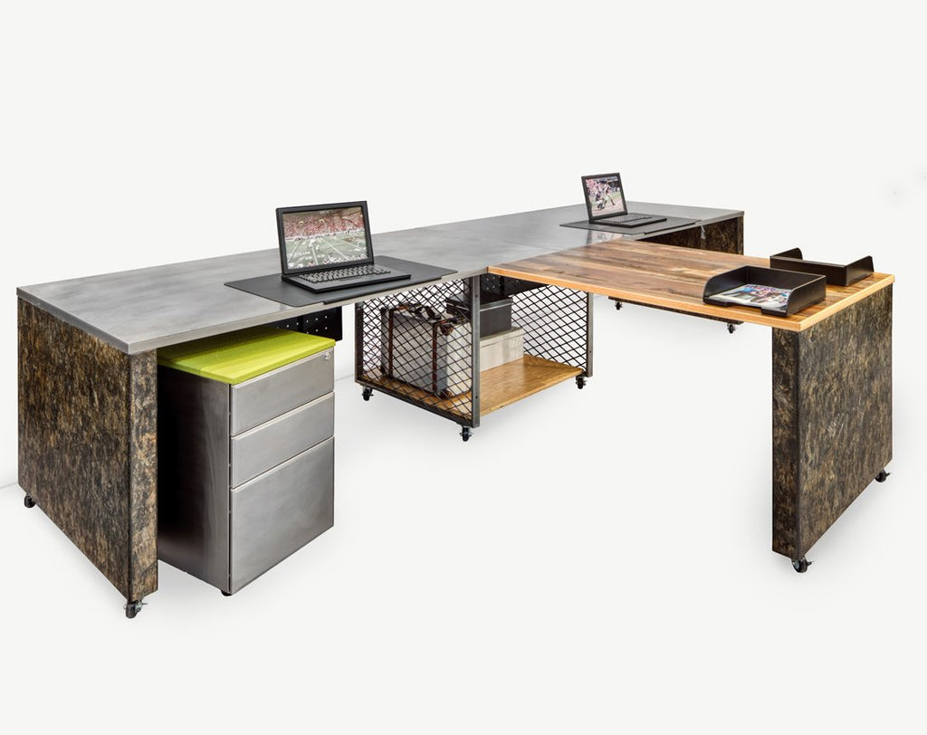 Desks - Industrial 2 Pack Desks With Storage And Return