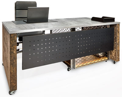 Desks - Industrial Executive Desk On Casters With Storage