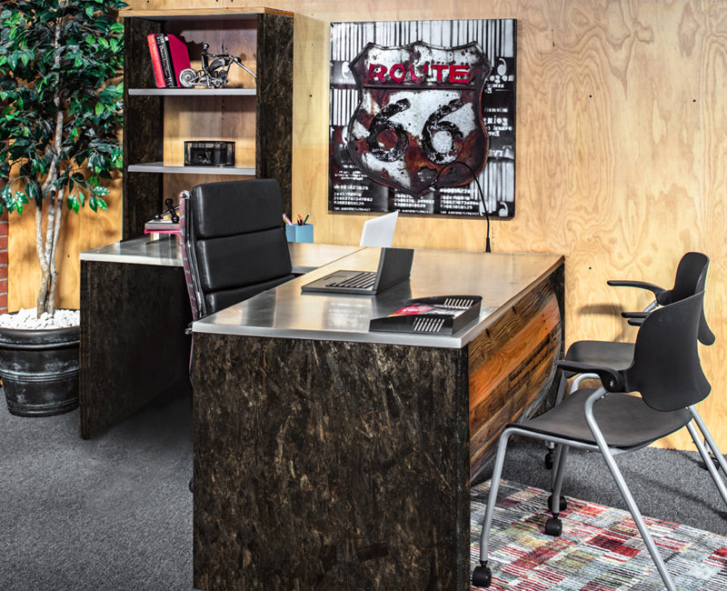 L-Shape Industrial Reclaimed Barrel Front Desk