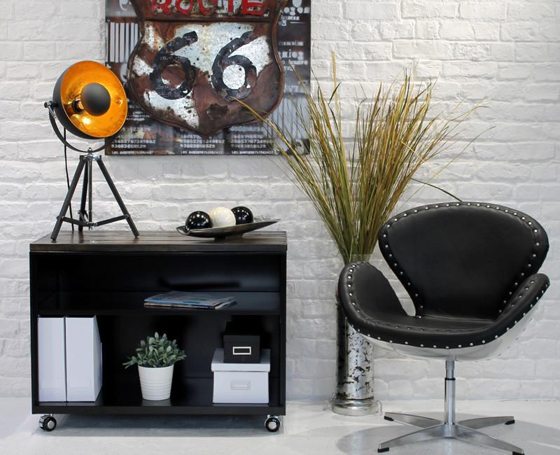 Seating - Black Aviator Riveted Swivel Chair