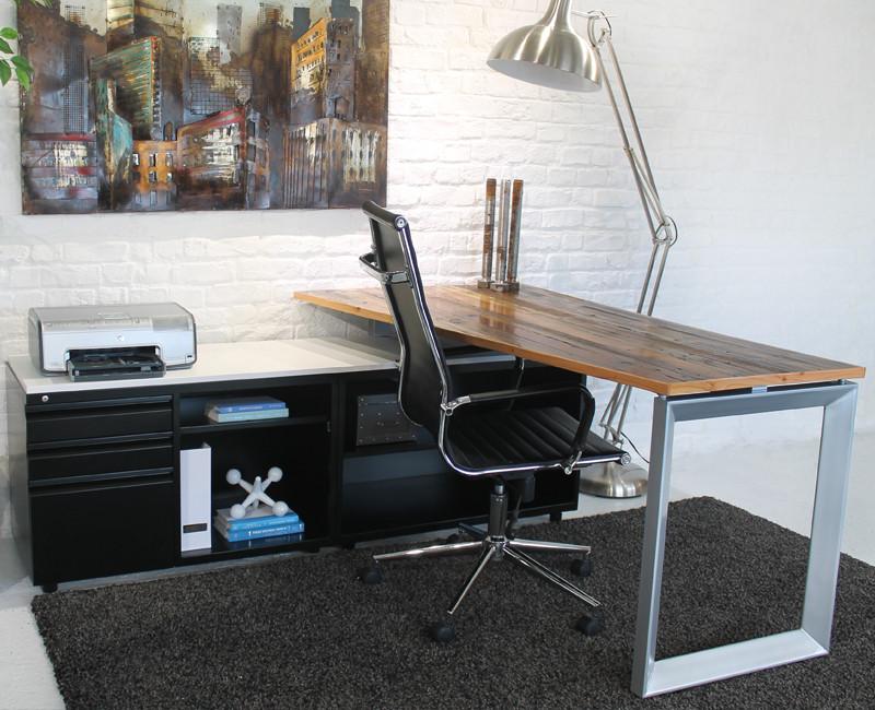 Table - Reclaimed Wood Workstation With Storage